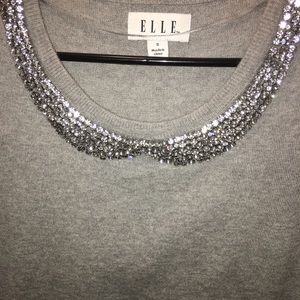 Elle dress sweater with rhinestone collar